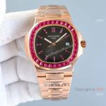 Swiss Copy Patek Philippe Nautilus 40mm Rose Gold Ruby Setting Watch